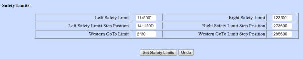 WebInterface Set Safety Limits